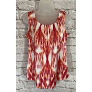 CHICOS‎ Sleeveless Satin Tank Top 1 M Pink Orange Stretch Barbie Beachy 9991